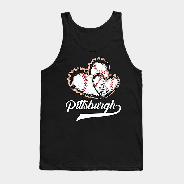 Pittsburgh, leopard, twin hearts, baseball player, vintage Tank Top by Sandra Holloman